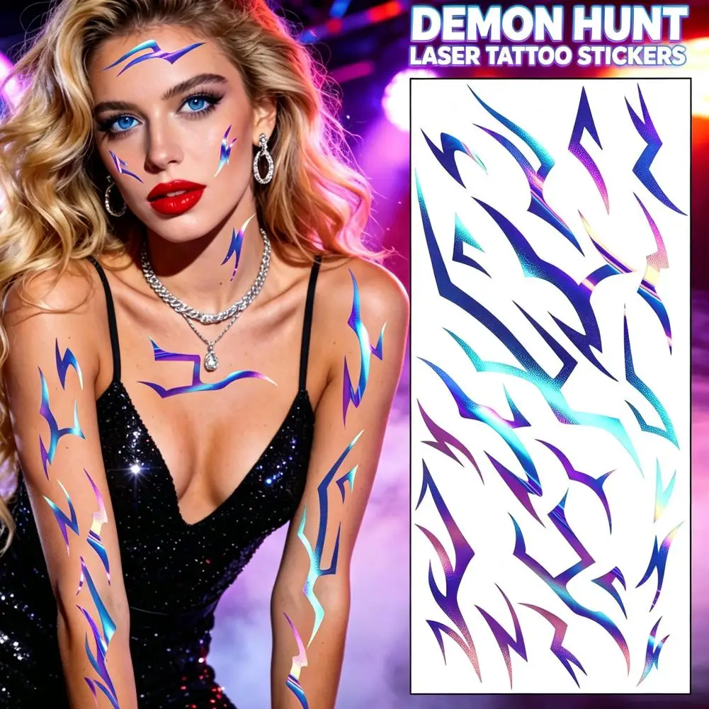 1Pack 2Sheets New Arm Body Purple Lightning Tattoo Sticker Lasting Temporary Tattoo Party Cosplay Body Stickers for Performance