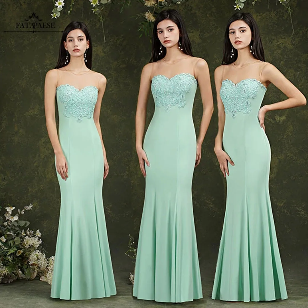 

FATAPAESE Mermaid Eveving Dresses Floor Length Appqulies Beads Sweetheart lllusion Backless Vestido de Festa