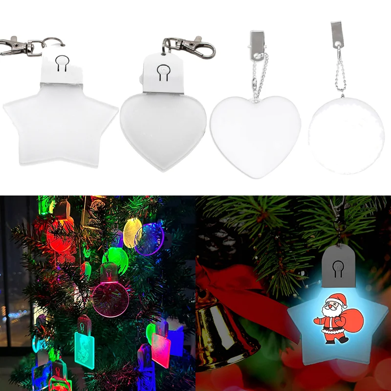 Sublimation Blank Star Acrylic Pendant Hot Transfer Printing Keychain with LED Light DIY Decorations Hanging Ornaments