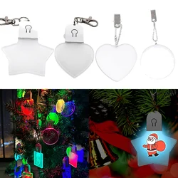 Sublimation Blank Star Acrylic Pendant Hot Transfer Printing Keychain with LED Light DIY Decorations Hanging Ornaments