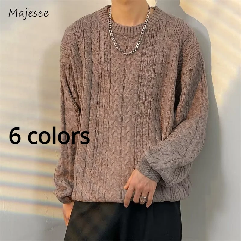 6 Colors Twist Sweaters Men Spring Simple Ins Fashion Cozy Couple All-match Daily Long Sleeve Knitwear Basic College Autumn Chic