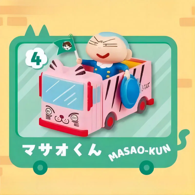 Ременный карандаш Шинчан, школьный автобус, детский сад, миниатюрный набор сцен, слепая коробка, мини-фигурки, модель автомобиля, официальный декор для рабочего стола, игрушка
