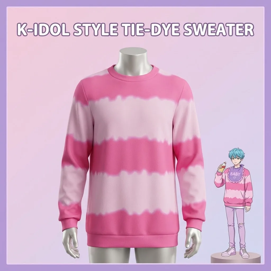 ‌ ‌ ‌ Disfraz de cosplay con temática Kpop para niños, disfraz de cosplay para bebés, sudadera rosa de rapero Gugu Gaga hecha para cosplay.