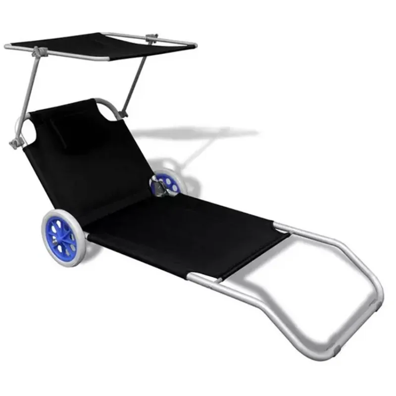 

Folding bed Teslin aluminum tube outdoor beach folding beach bed with canopy with wheel trailer deck chair wholesale