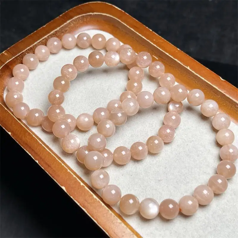 

8MM Natural Sunstone Bracelet Women Fashion Reiki Healing Fengshui Energy Gemstone Holiday Gift 1PCS