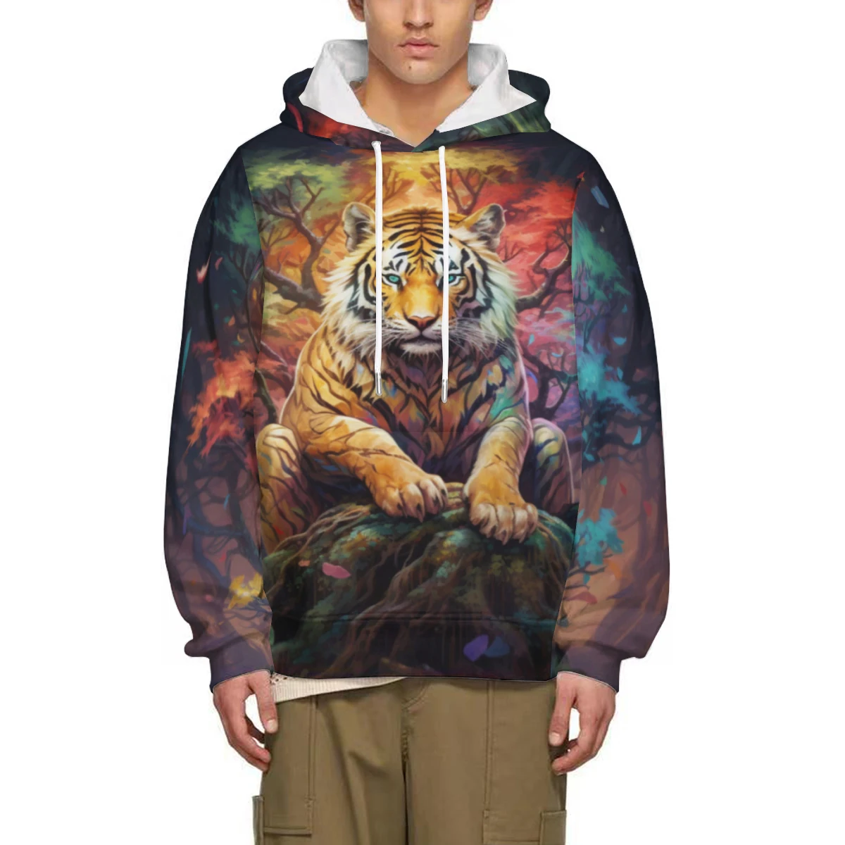 

Men's Fashion Casual Funny Pullover Hip Hop Hoodie Tiger Lion Pattern Design 3D Printing Hoodie