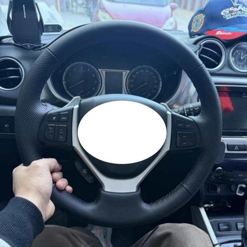 

Hand-Sewn Microfiber Leather Car Steering Wheel Swift Alto Vitara Qiyue Tianyu SX4 Bull Steering Wheel Cover For Suzuki Fengyu