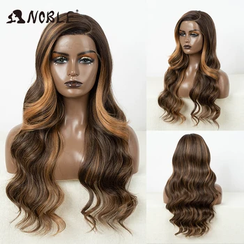 Nobre peruca dianteira do laço sintético para as mulheres c parte destaque onda do corpo peruca de renda sintética ombre cinza marrom rosa vermelho peruca cosplay