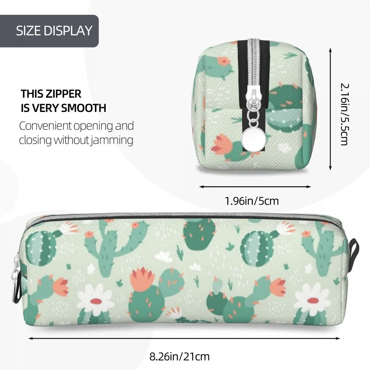 Lovely Cactus Flower Pencil Cases Jungle Tropical Green Plant Pencil Box Pen Holder for Student Large Storage Bags Stationery