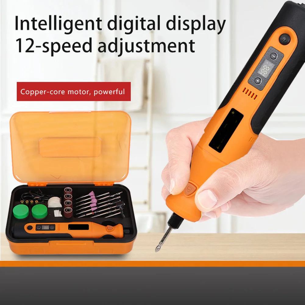 7.4V Cordless Rotary Tool Kit For Engraving Sanding Polishing Grinding With Digital Display And Type-C Fast Charging