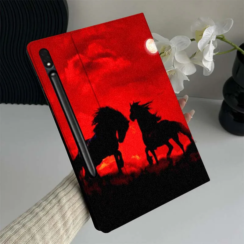 

Red Sunset Two Horses Gift Tablet Case For Samsung Galaxy Tab S7 S8 S9 S10 FE Lite