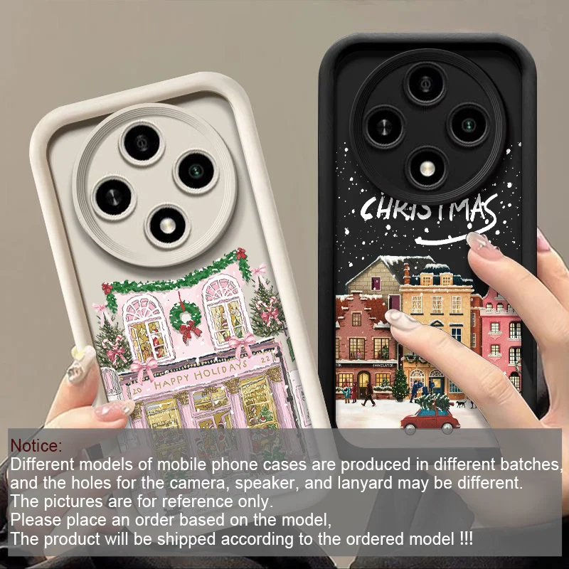 Christmas Building Winter Town Snow Scenery Phone Case for Honor Huawei Nova 11 Pro 10 9 SE 7 P40 P30 Mate 50 40 PRO Soft Cover