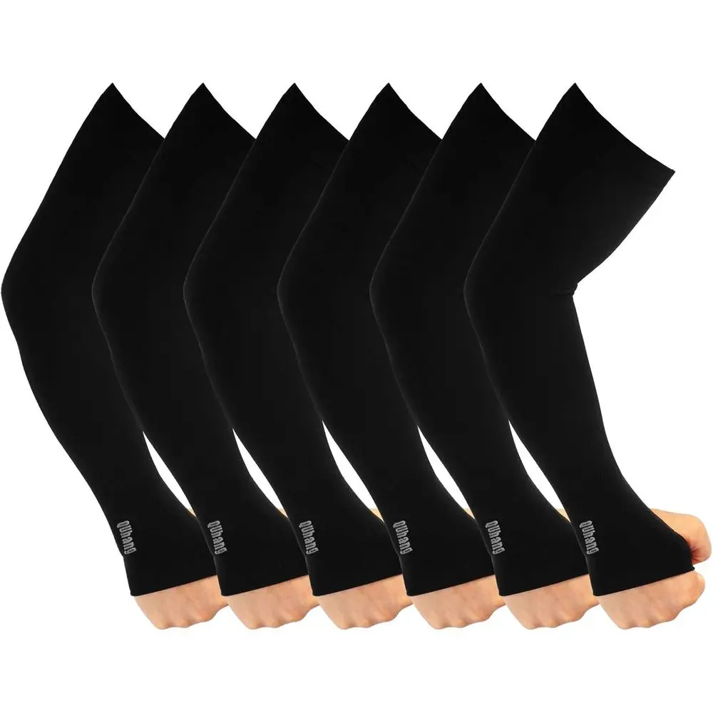 

UV Protection Sun Sleeves for Men and Women - Cooling, Black with Thumb Holes