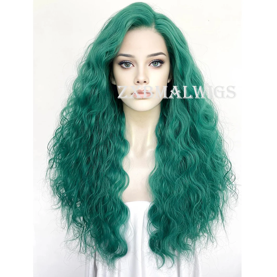 synthetic-hair-green-water-curly-glueless-13x4-lace-front-wig-for-women-preplucked-heat-temperature-fiber-daily-cosplay