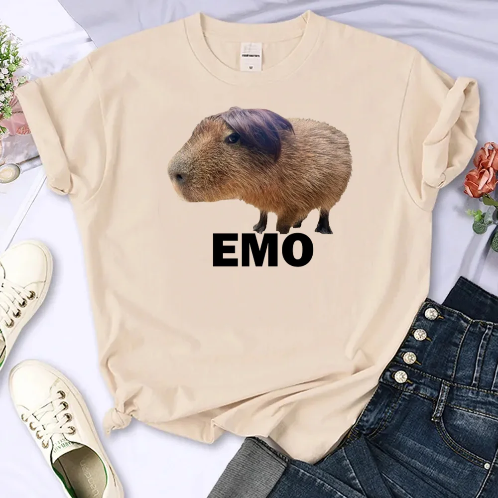 Capybara t shirt women manga Tee girl streetwear funny clothing