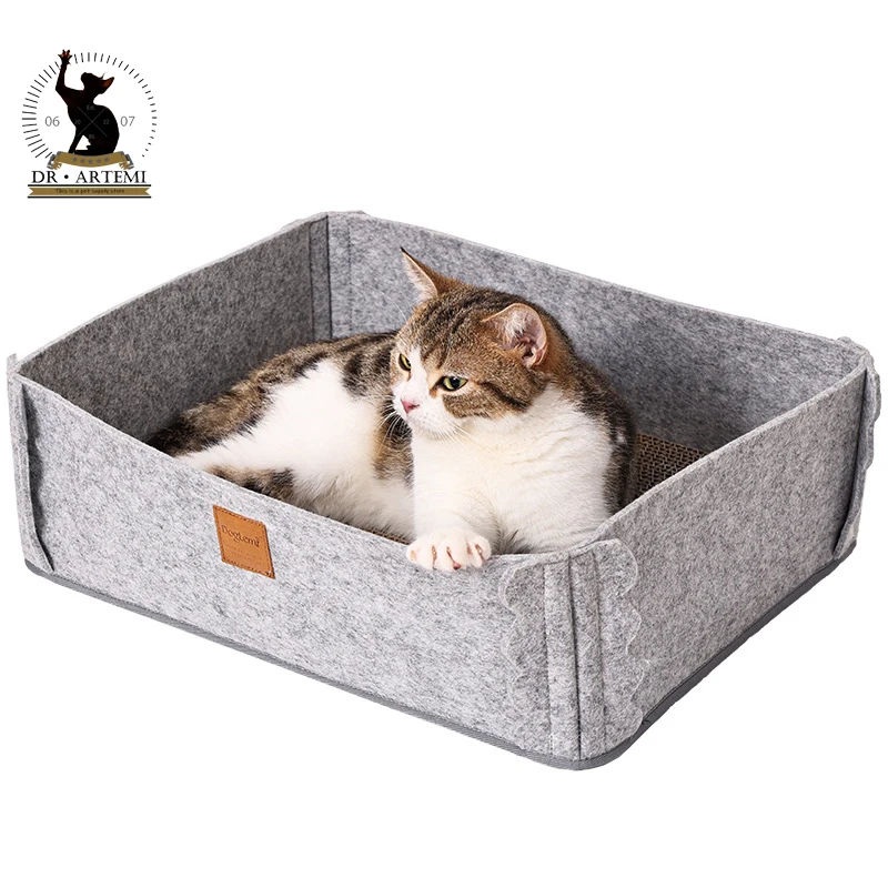 Felt Cat Scratcher Bed Scrapers Grinding Claw Toys for Cats Wear-Resistant Plush Cat Bed Nest Cat Accessories Beds