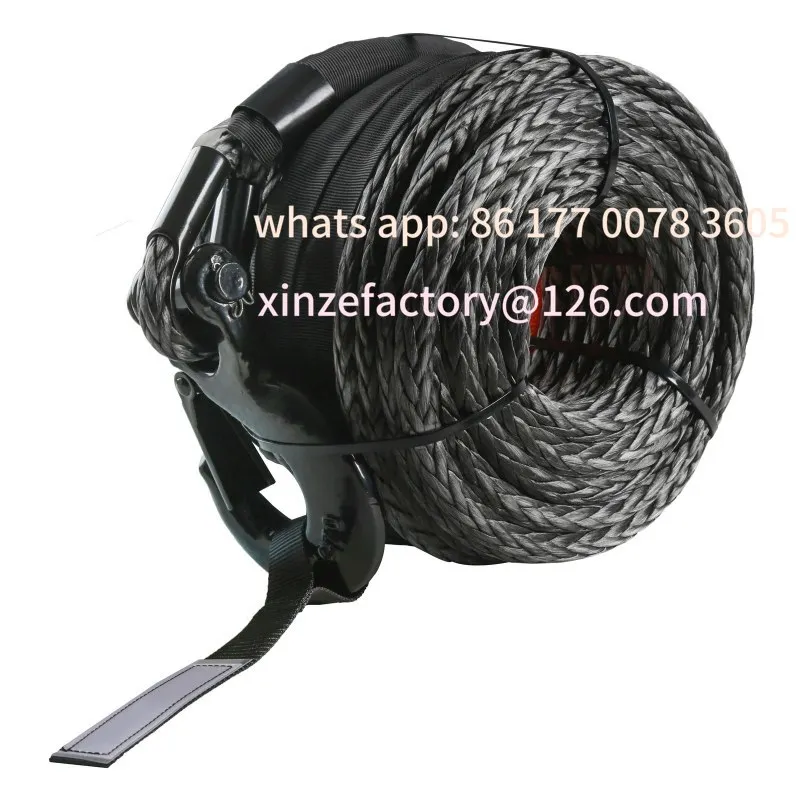 

Customizable 26500/32000Lbs Synthetic Winch Rope Truck Boat Replacement Line Cable Rope with Forged Hook ATV Car Outdoor