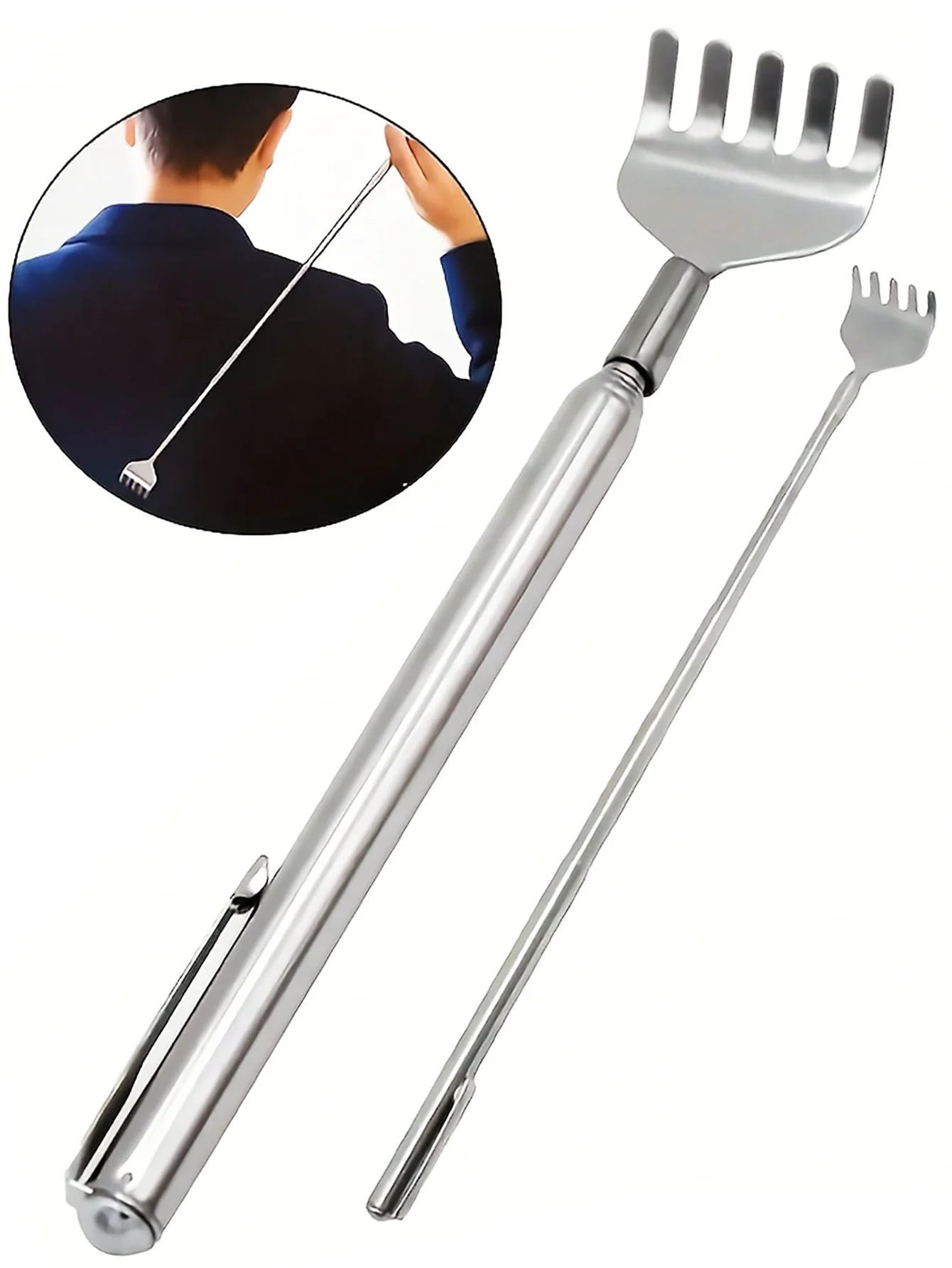 

Выдвижная щетка-чесалка для спины в виде ручки — портативный инструмент для снятия зуда из нержавеющей стали, многофункциональный массажер для путешествий/дома/пожилых людей