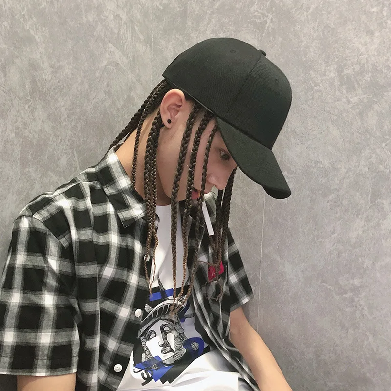 Summer Unisex Lady Men Baseball Cap Hat With Dreadlocks Wig Hip Hop Punk Hair Universal Shape Hat With Dirty Braid