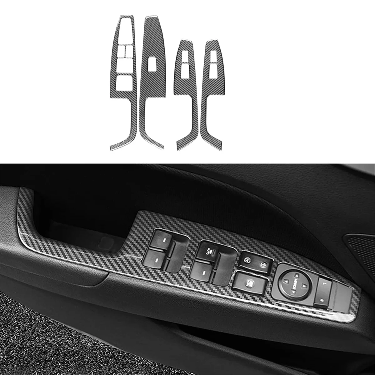 Soft Carbon Fiber for Hyundai Elantra 2017 2018 2019 2020 LHD Window Switch Panel Cover Trim Accessories, C