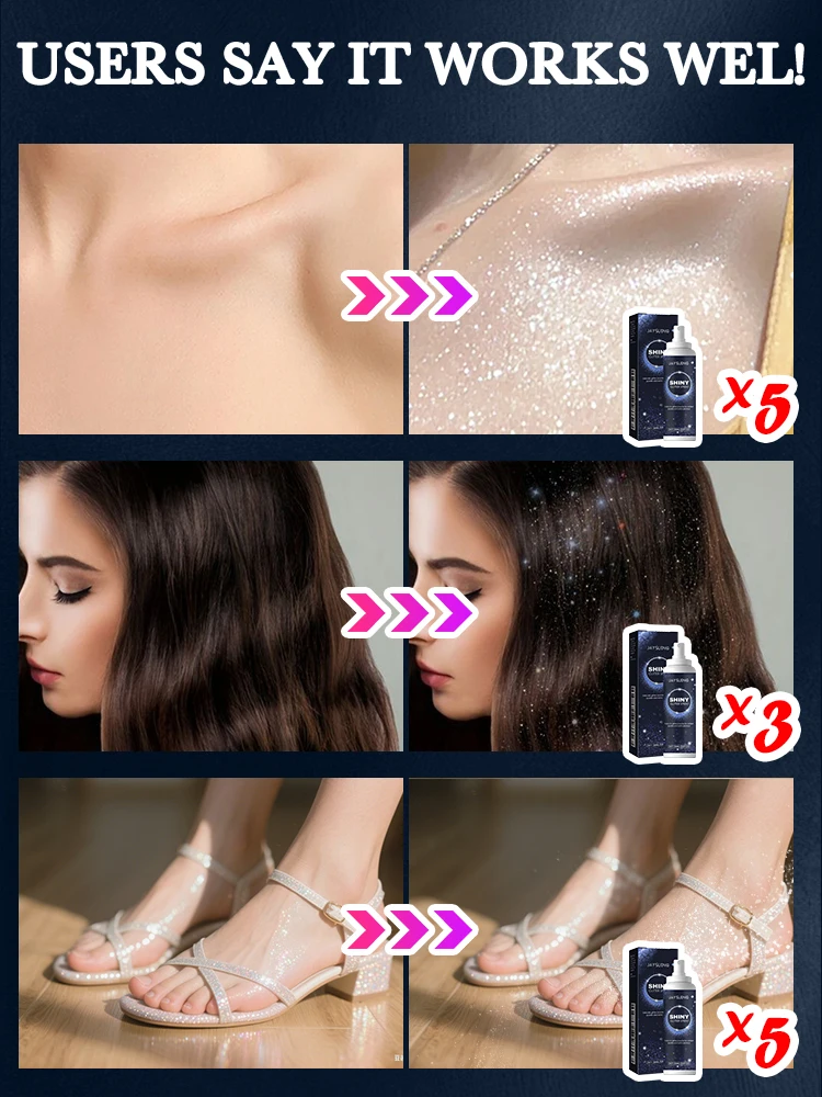 Resaltador en aerosol con purpurina, polvo de bolsa de aire de alto brillo, fragancia brillante, alta luminosidad, cosméticos de maquillaje para cara y cuerpo