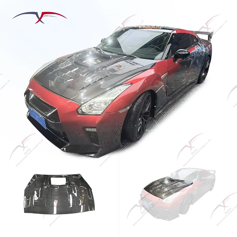 

Car Engine Cover Modification N Style Transparent Carbon Fiber Car Hood Suitable for GTR 34 GT Body Kit Upgrade