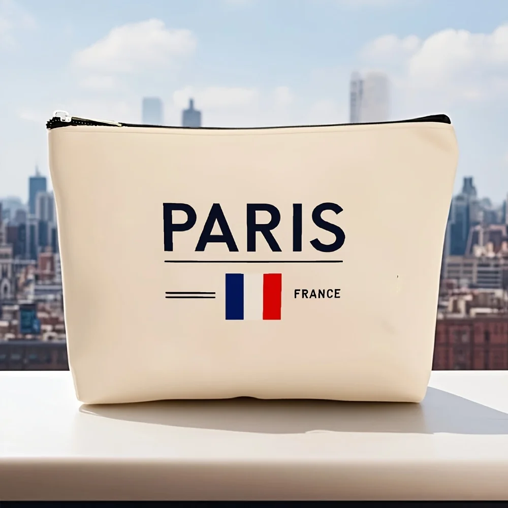 Kosmetyczka z nadrukiem w stylu Paryża - wielofunkcyjna saszetka na zamek błyskawiczny, etui na biżuterię, idealna podróżna mała saszetka na zamek błyskawiczny.
