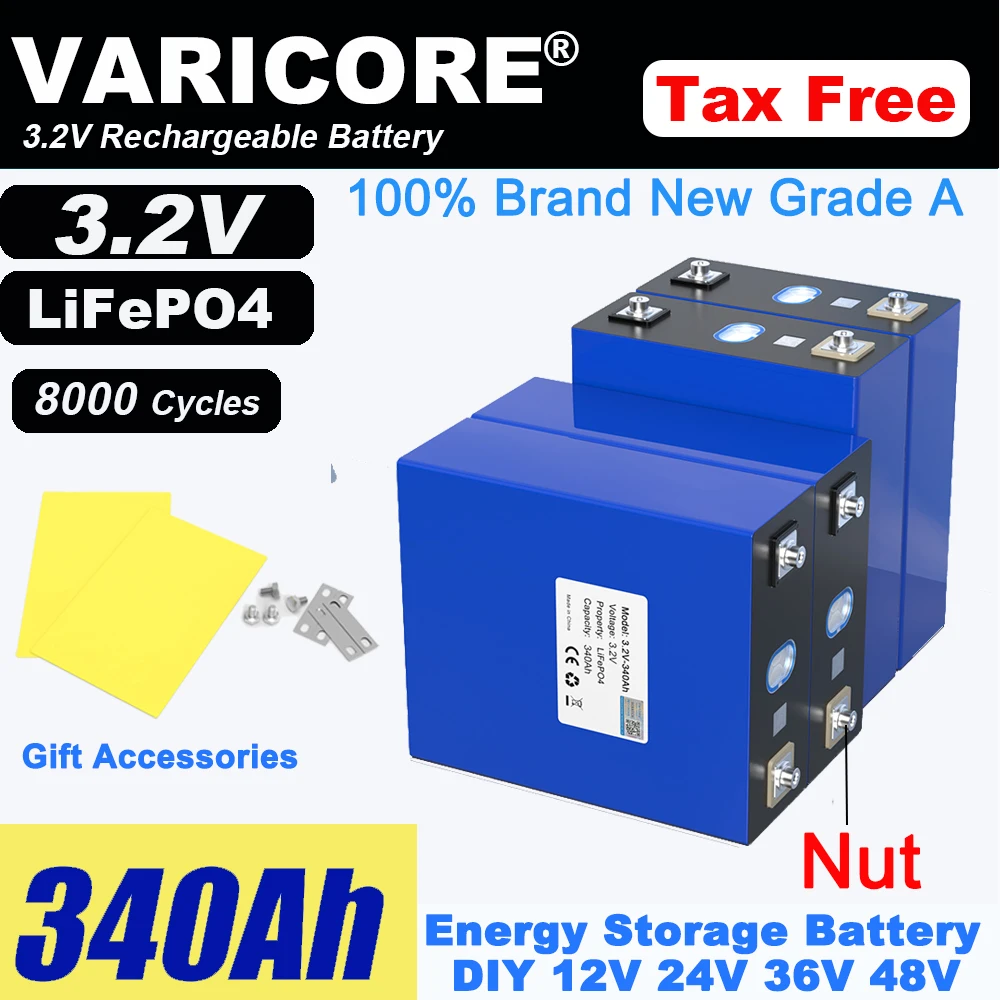 4 buah varicoore 3.2V 320Ah 280Ah 105Ah LiFePO4 baterai 3C Lithium besi fosfat Baterai untuk 4S 12V 24V Golf Cart Yacht solar RV