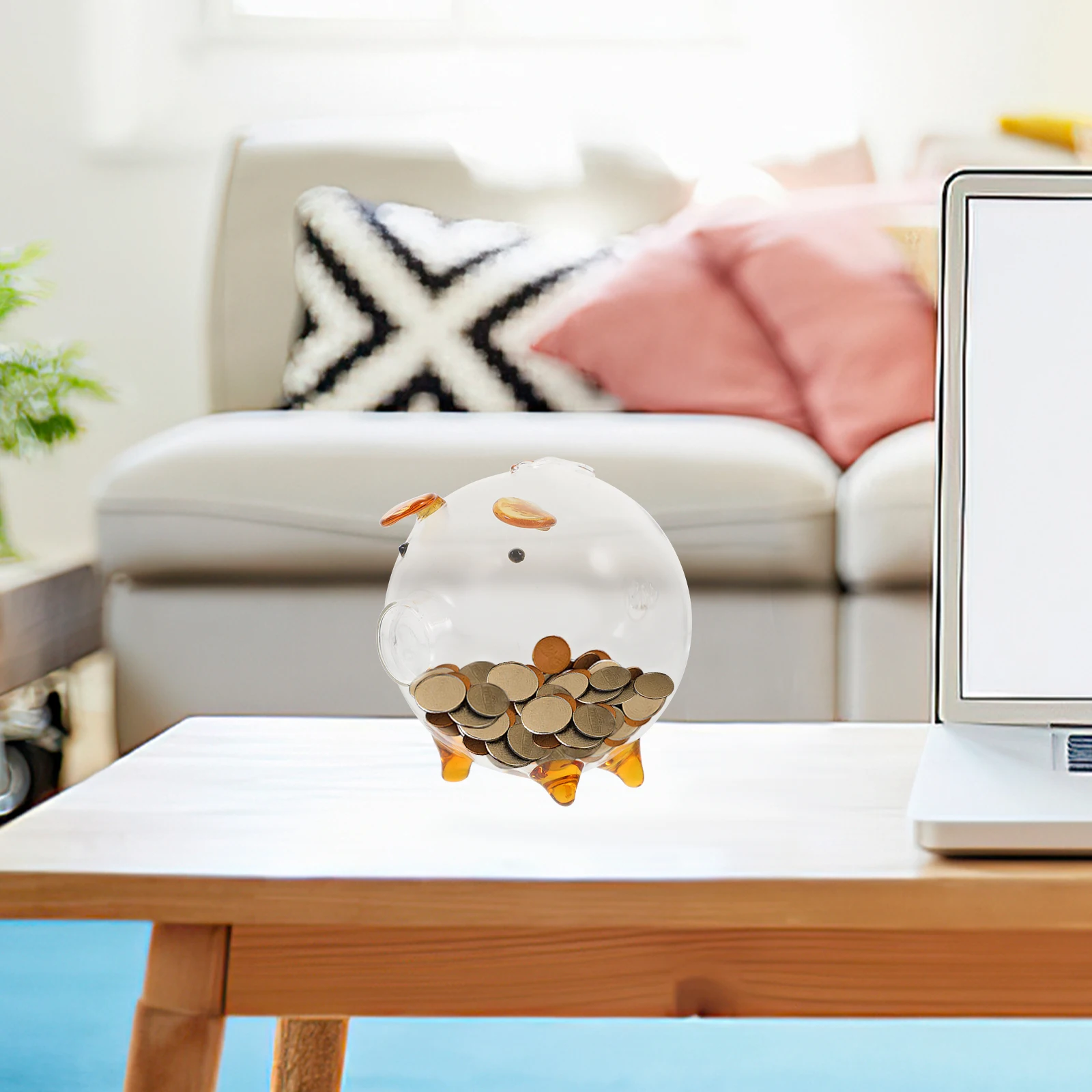 

Glass Piggy Bank Clear Pig Shape Creative Coin Box Saving Jar Birthday Christmas Gift Decorative Pot Glass Piggy Bank