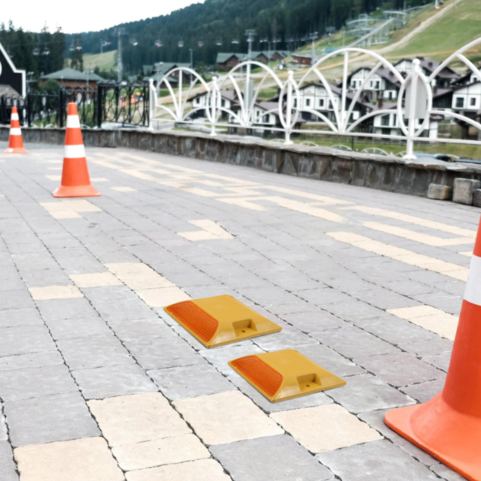 

6pcs Reflective Road Studs Raised Pavement Markers For Driveway Highway Lane Demarcation Durable Night Visibility Road