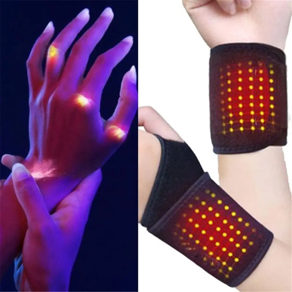 1 Pair Tourmaline Self-Heating Wrist Brace Sports Protection Wrist Belt Far Infrared Magnetic Therapy Pads Braces