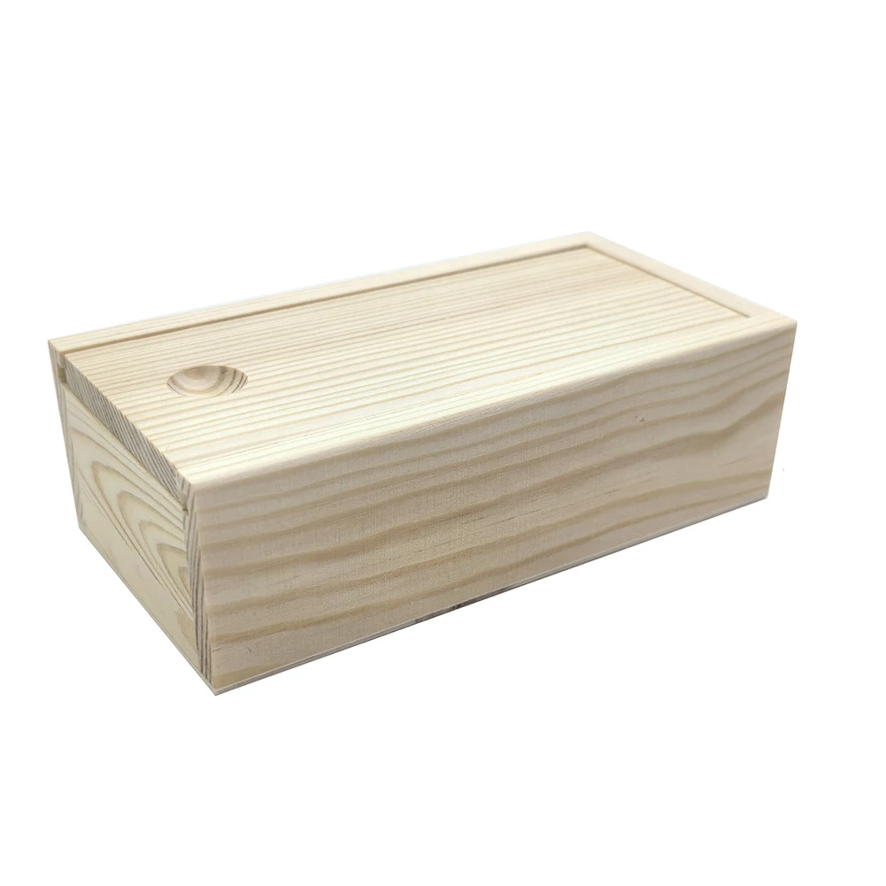 Pine Pull-out Box Sliding Cover Wooden Box Wooden Storage Box Log Drawer Wood Jewelry Organizer Case DIY Case