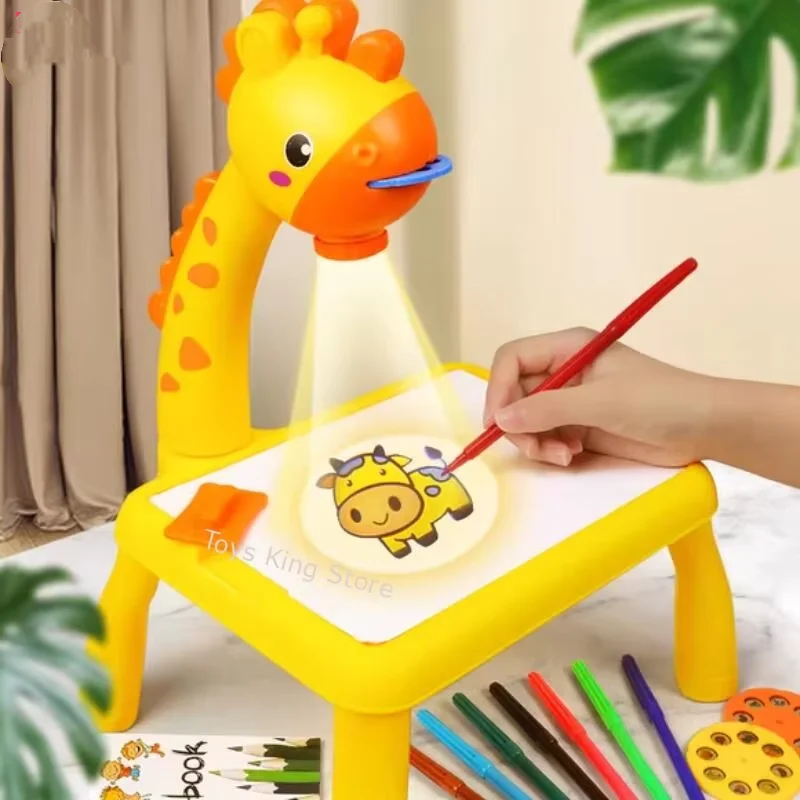 Tablica do rysowania z projekcją, wielofunkcyjna tablica do malowania, graffiti, stół do przechowywania, kreskówkowa tablica z oświetleniem i muzyką, tablica do pisania, zabawka edukacyjna dla dzieci, prezenty.