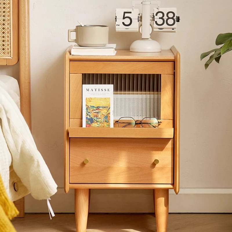 

‌Solid Wood Nightstand, Multi-Layer Bedside Storage, Ultra-Thin Sofa Side Table, Creative Home Decor‌