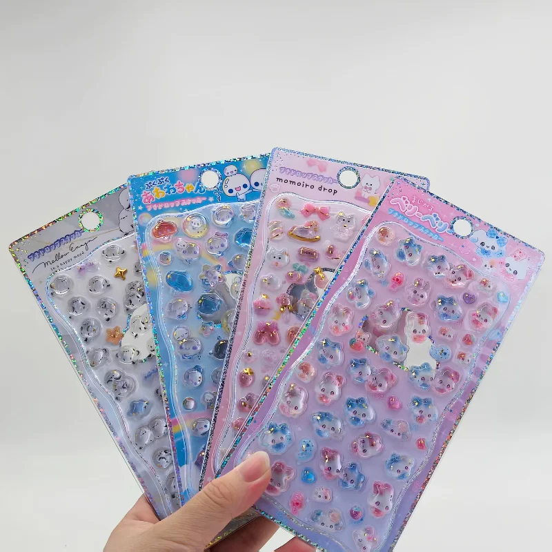 new Cartoon Water Drop 3D Relief Crystal Stickers Cute Refrigerator Sticker Handbooks Decoration Creativity Reward Toy