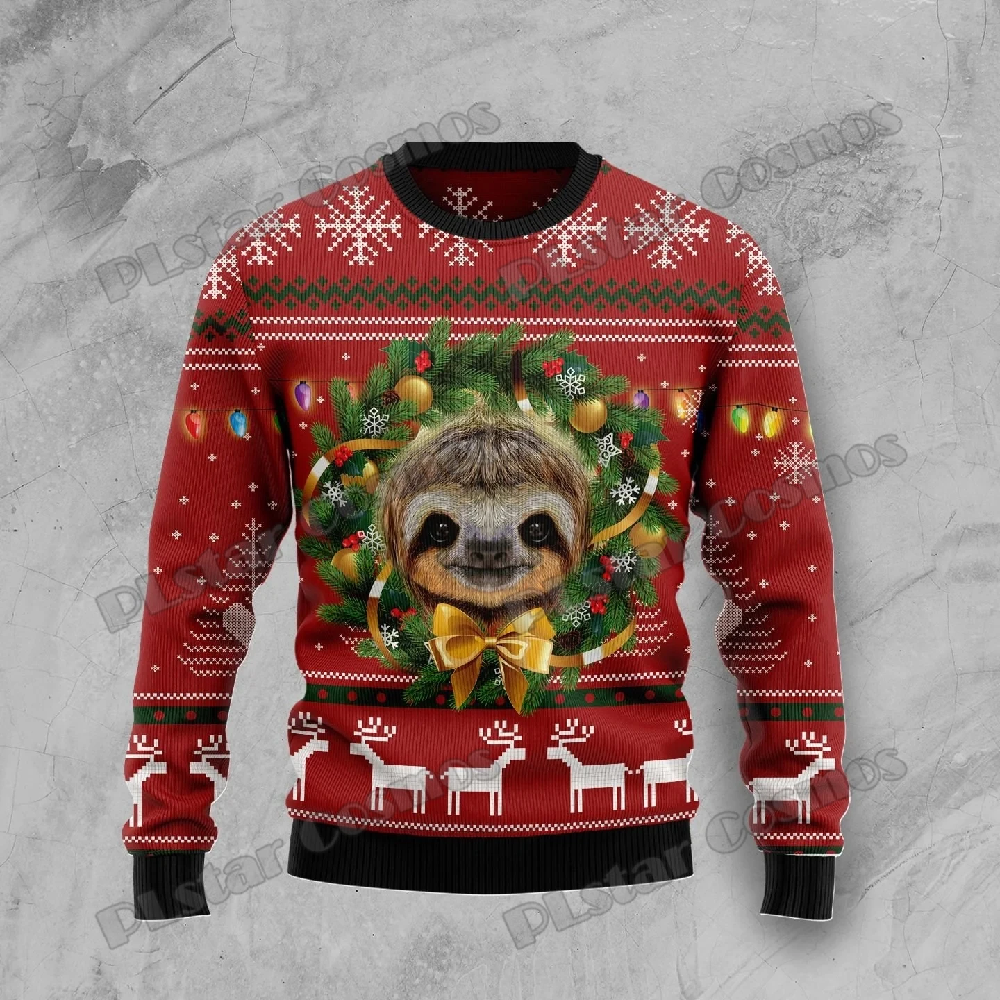 PLstar Cosmos Merry Slothmas 3D Printed Fashion Men's Ugly Christmas Sweater Winter Unisex Casual Knit Pullover Sweater MYY42