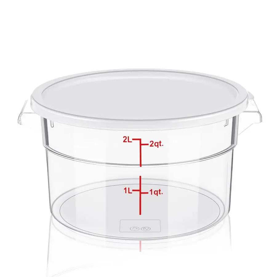 

Pcs Dough Proofing Bucket with Lid, Round Food Storage Container 2 Qt Dough Bucket Clear Translucent Containers with Red ScaleWh