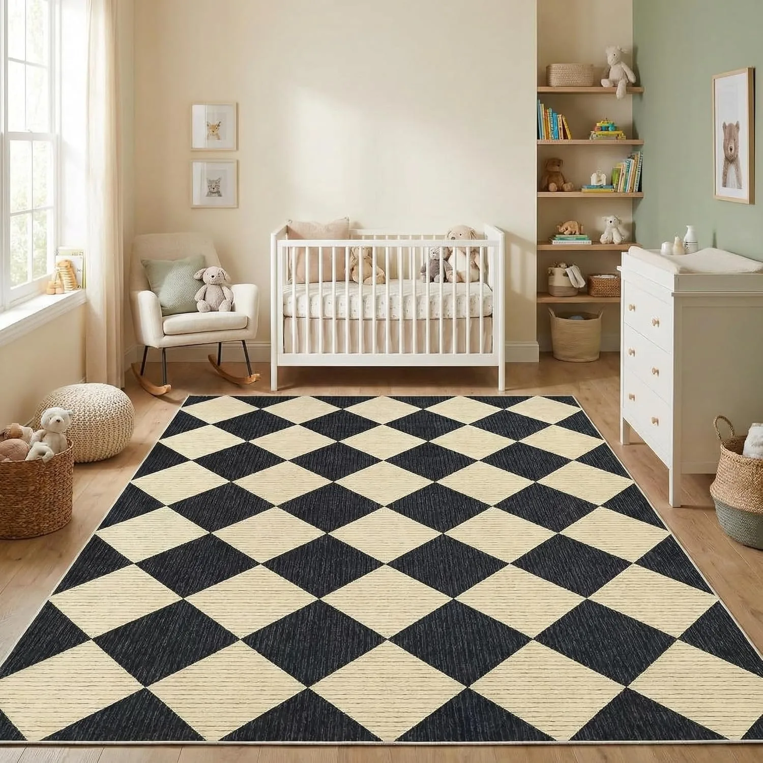 Living Room Carpet Non-slip Stain-resistant Floor Mat Dark Checkerboard Diamond Rug Large Size Home Decoration Rugs 거실 카펫