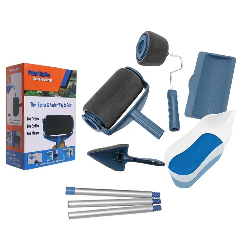 Multi-function Painting Art Paint Corner Brush Seamless Sponge Filling Paint Roller Brush Set 6 Pieces Point Decorative Brush