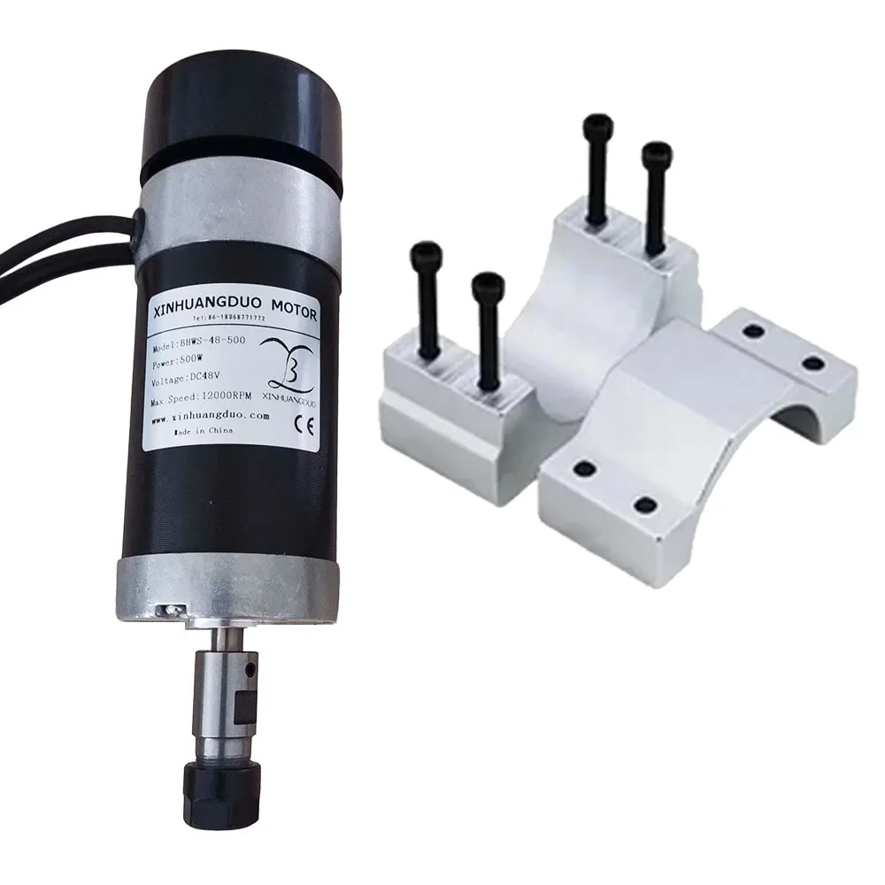 48VDC 500W Brushless Motor  High Speed Big Torque  CNC Engraving Milling Air Cooled Spindle Motor Carving  + 1PCS 57mm Clamp