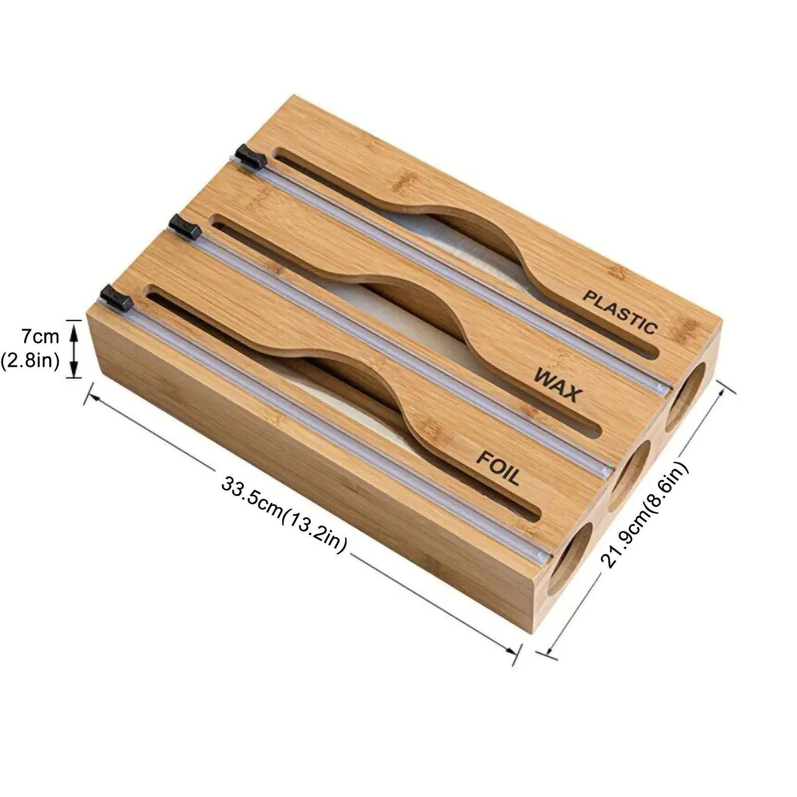 Cling Film Cutter Minimalist Wall Mounted Wooden Kitchenware Multi Compartment Multi Layer Hidden Scratchers Two Way Cutter