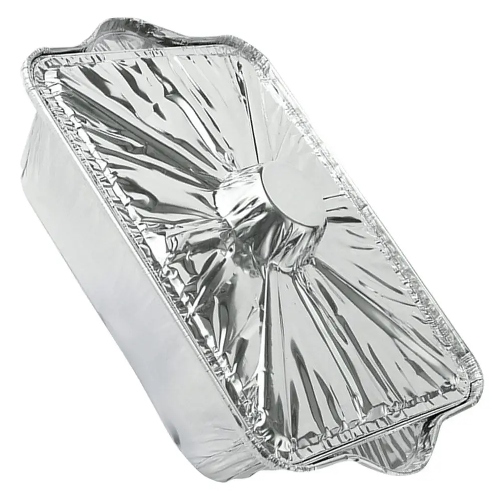 Stackable Disposable Aluminum Foil Pan with Lid Heat Resistant Baking Bbq Pot for Camping Picnic Roasting Fish Meat Food Prep