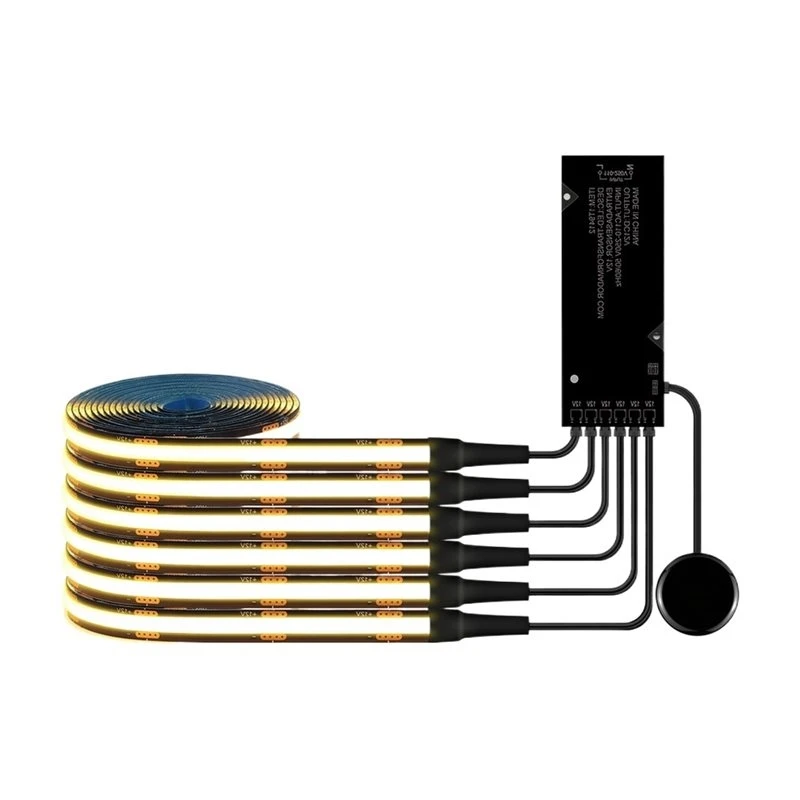 LICE-For Cabinet, Showcase, Display Decor-COB LED Strip Light Kit-6X 3.3Ft Strips-Parallel Connection U.S. US Plug