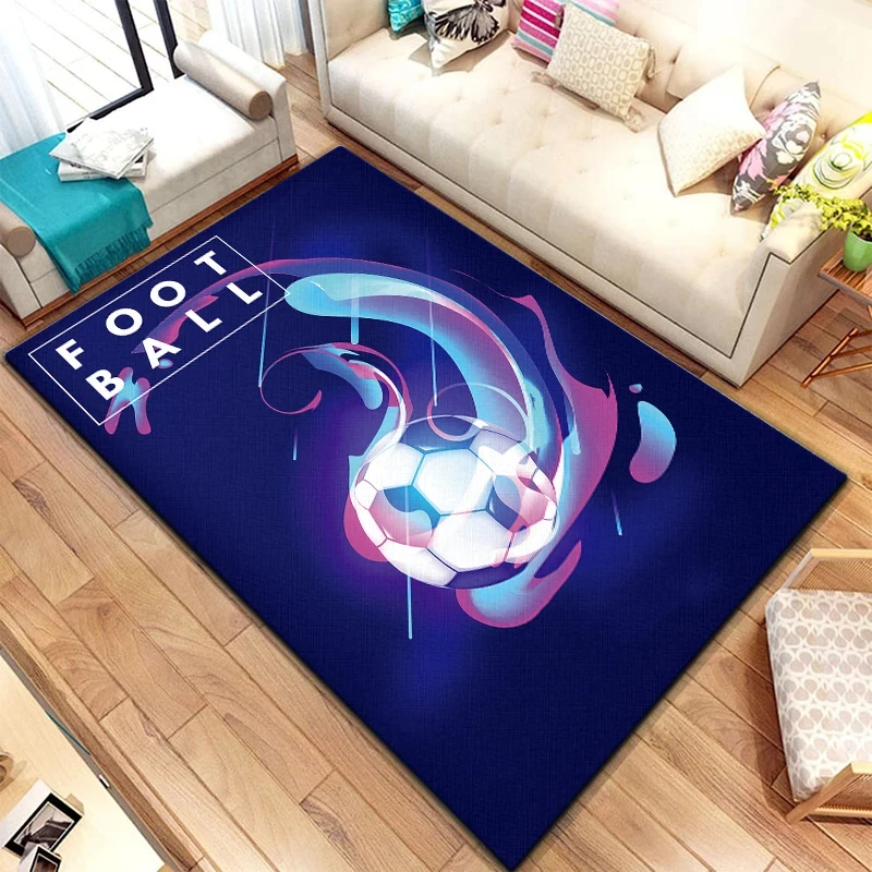 3D Soccer Football Sports Silhouette Pattern Carpet for Living Room Rugs Camping Picnic Mat Anti-Slip Rug Crawl Mat Fans Gift