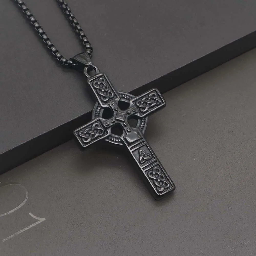 Collier Homme Medieval Stainless Steel Man Necklace Male Celtic Knot Cross Necklace for Men Viking Accessories Collar Hombre