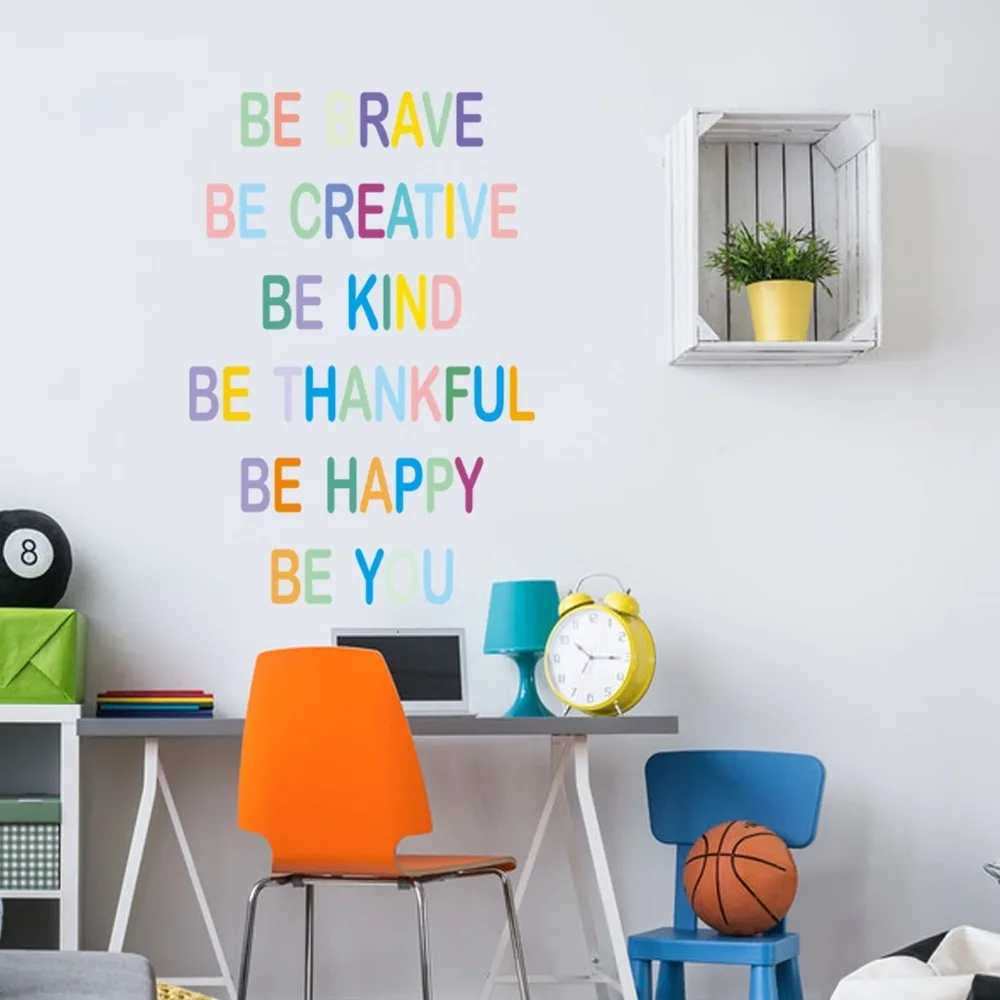 PVC Wall Sticker Decal Colorful Pre-Cut Letters Motivational Wall Decal Self-Adhesive Backing Waterproof Material