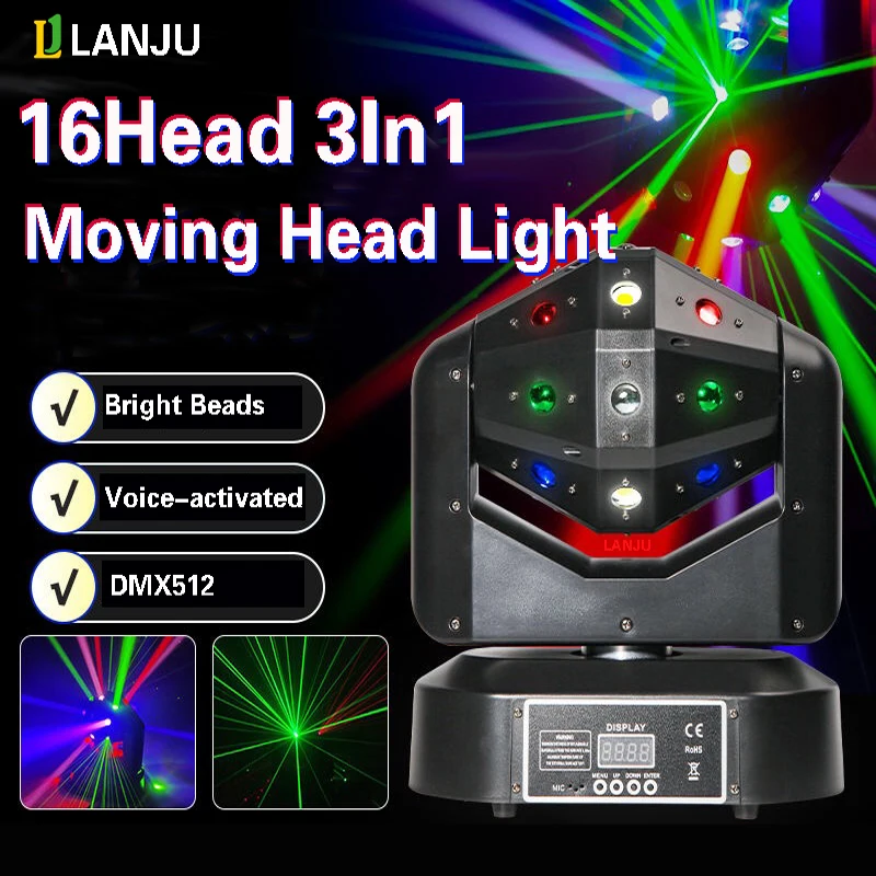 

Disco LED Laser Ball Light RGBW 3IN 150W Beam Projection Strobe Moving Head Lamp DMX control Rotating Bar DJ Party Stage Lights