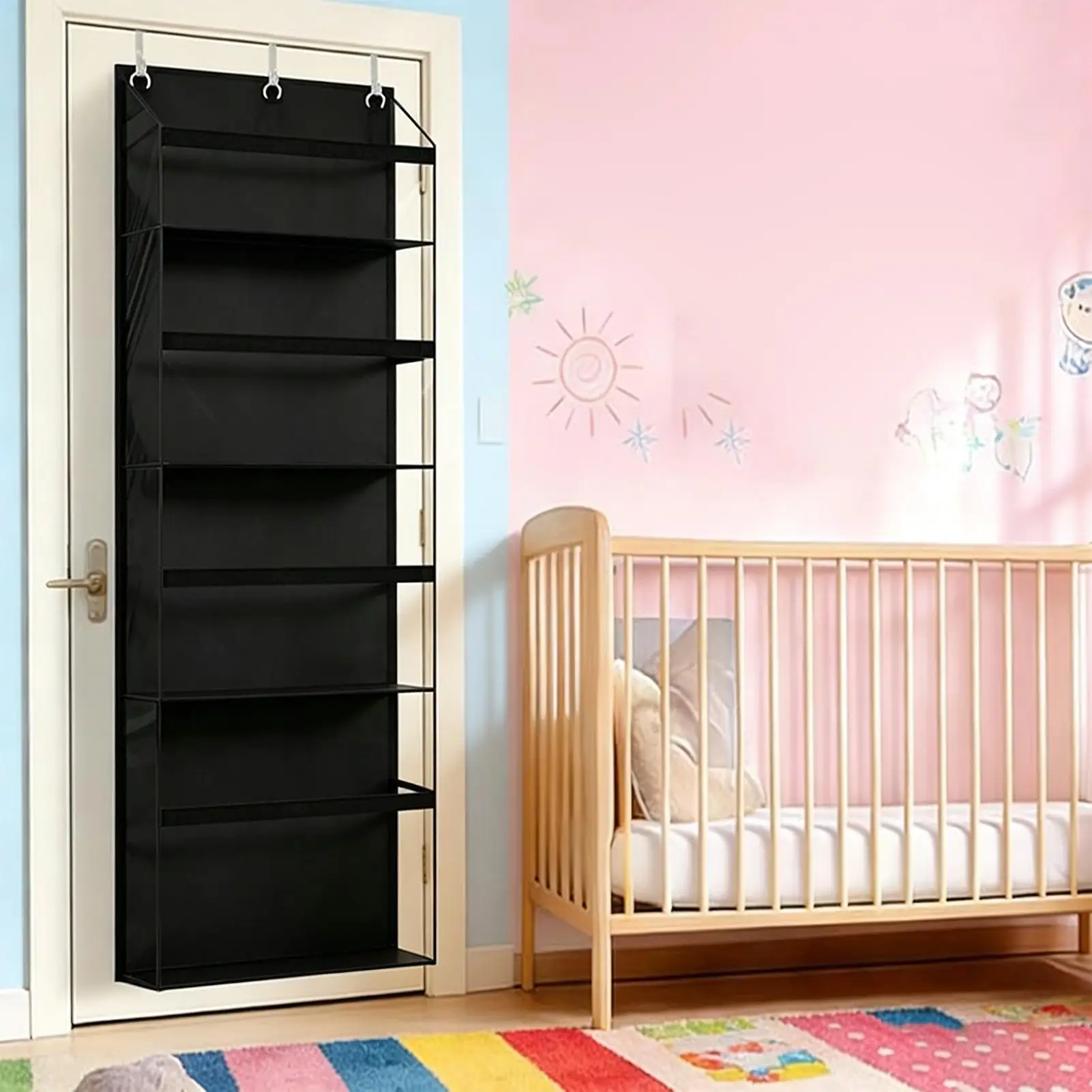

Plush Toy Storage Rack 4-Tier Large Capacity Behind Door Hangable Shelves For Bathroom Dorm Nursery Apartment Closet House Doll