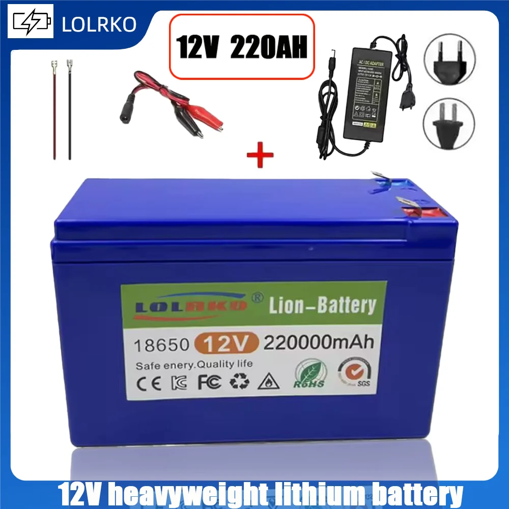 

2025 New Upgraded LiFePO4 Lithium Battery 12V 120Ah/220Ah Portable Rechargeable Battery Built-in Power display Port Charging