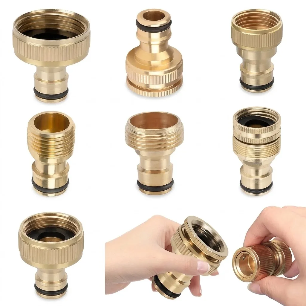 Brass 16mm Nipple Adapter 1/2 3/4 1 Inch Male Female Thread Garden Hose Tap Quick Connector Irrigation Pipe Fitting Joint